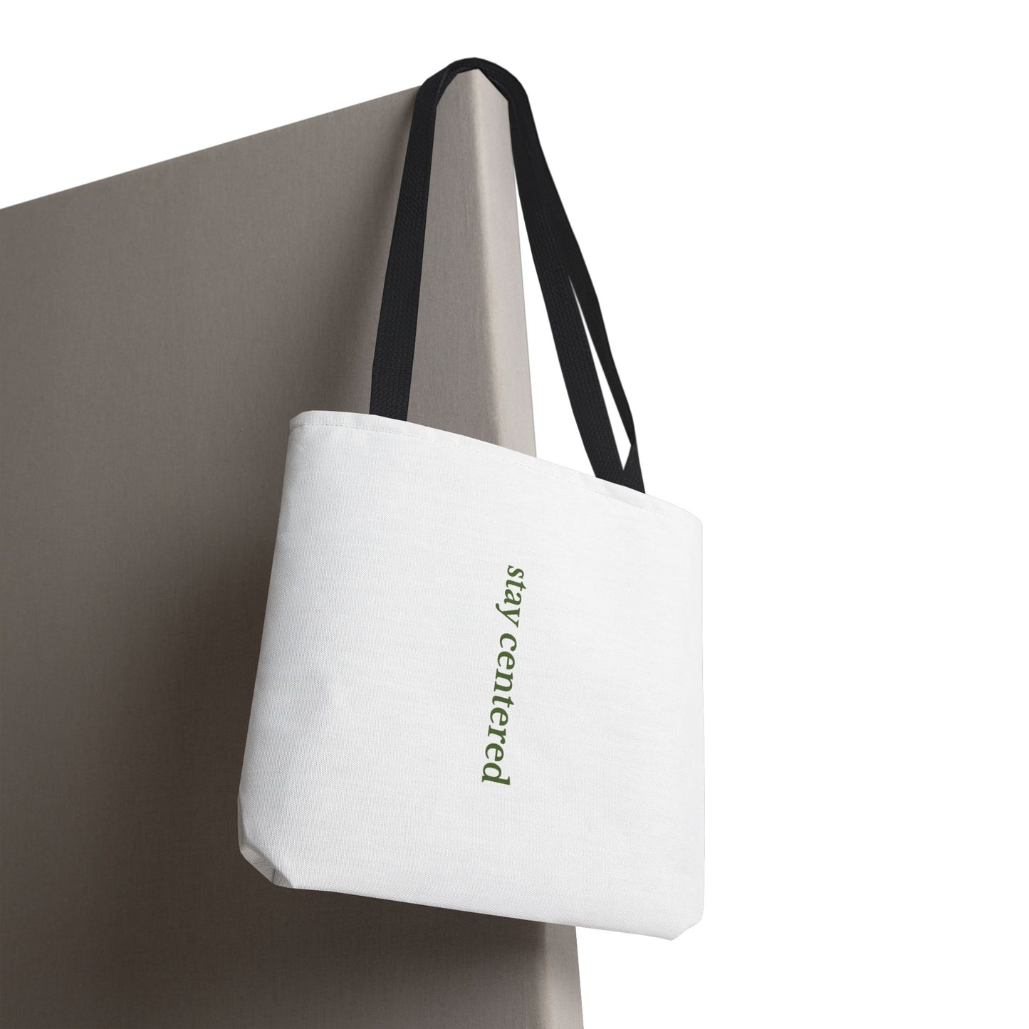 Stay Centered Minimalist Tote Bag – Neutral Wellness Aesthetic Canvas Tote | Sage Green Modern Everyday Carryall