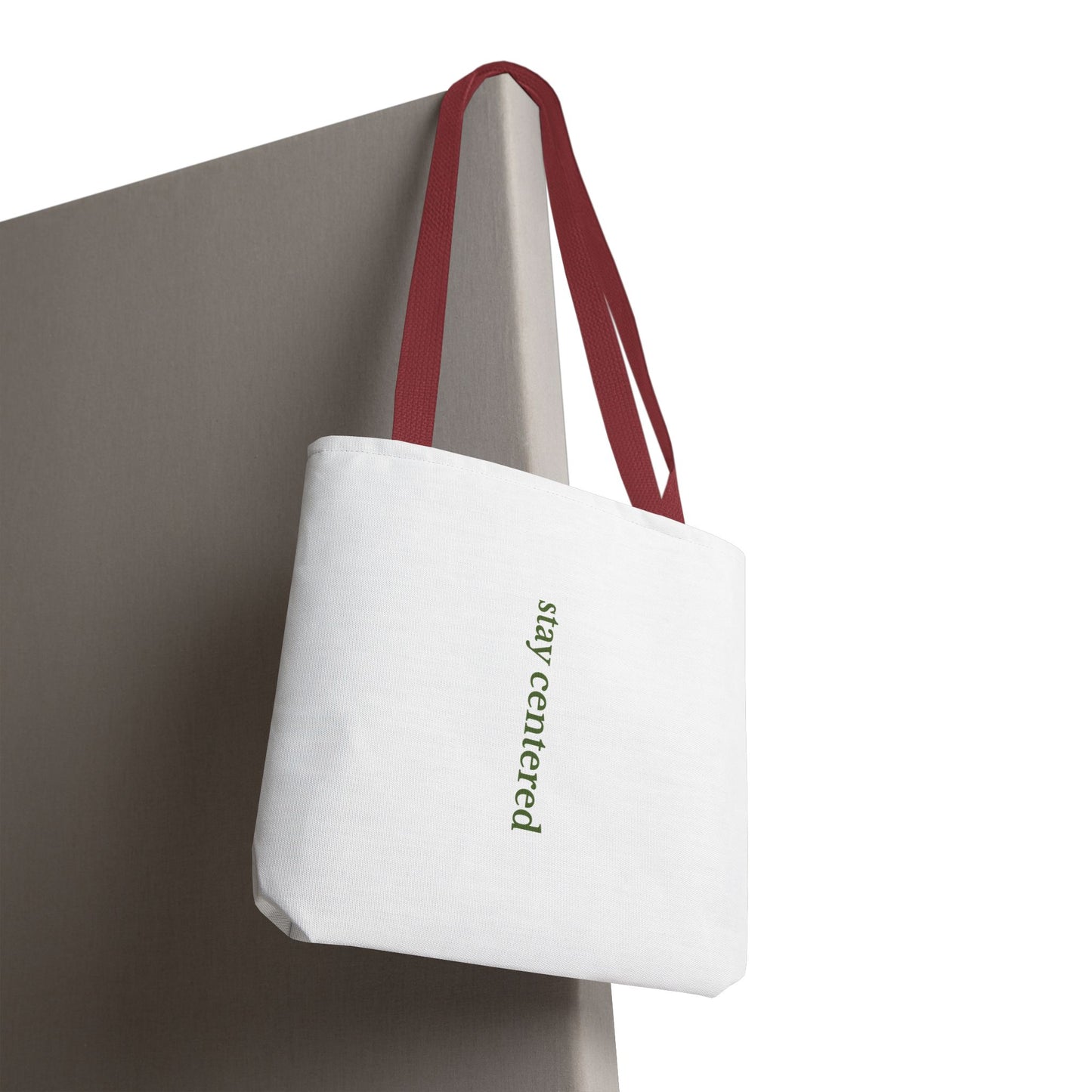 Stay Centered Minimalist Tote Bag – Neutral Wellness Aesthetic Canvas Tote | Sage Green Modern Everyday Carryall