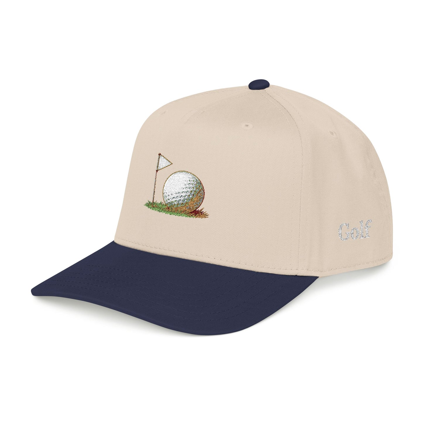 Vintage Golf Mid Profile Baseball Cap – Embroidered Golf Ball Flag Hat