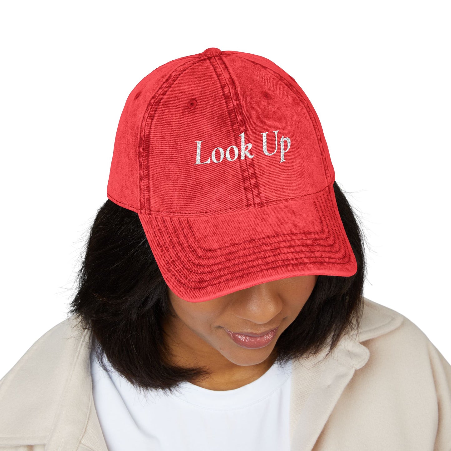 Look Up Embroidered Vintage Cap