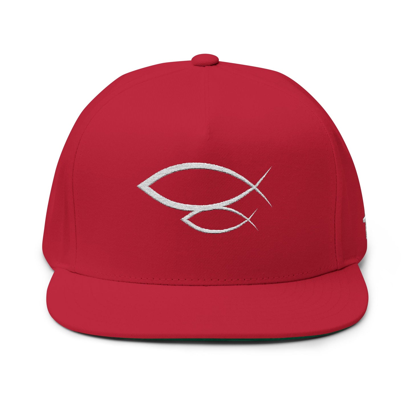 Christian Fish Embroidered Flat Bill Cap — "Look Up" Snapback