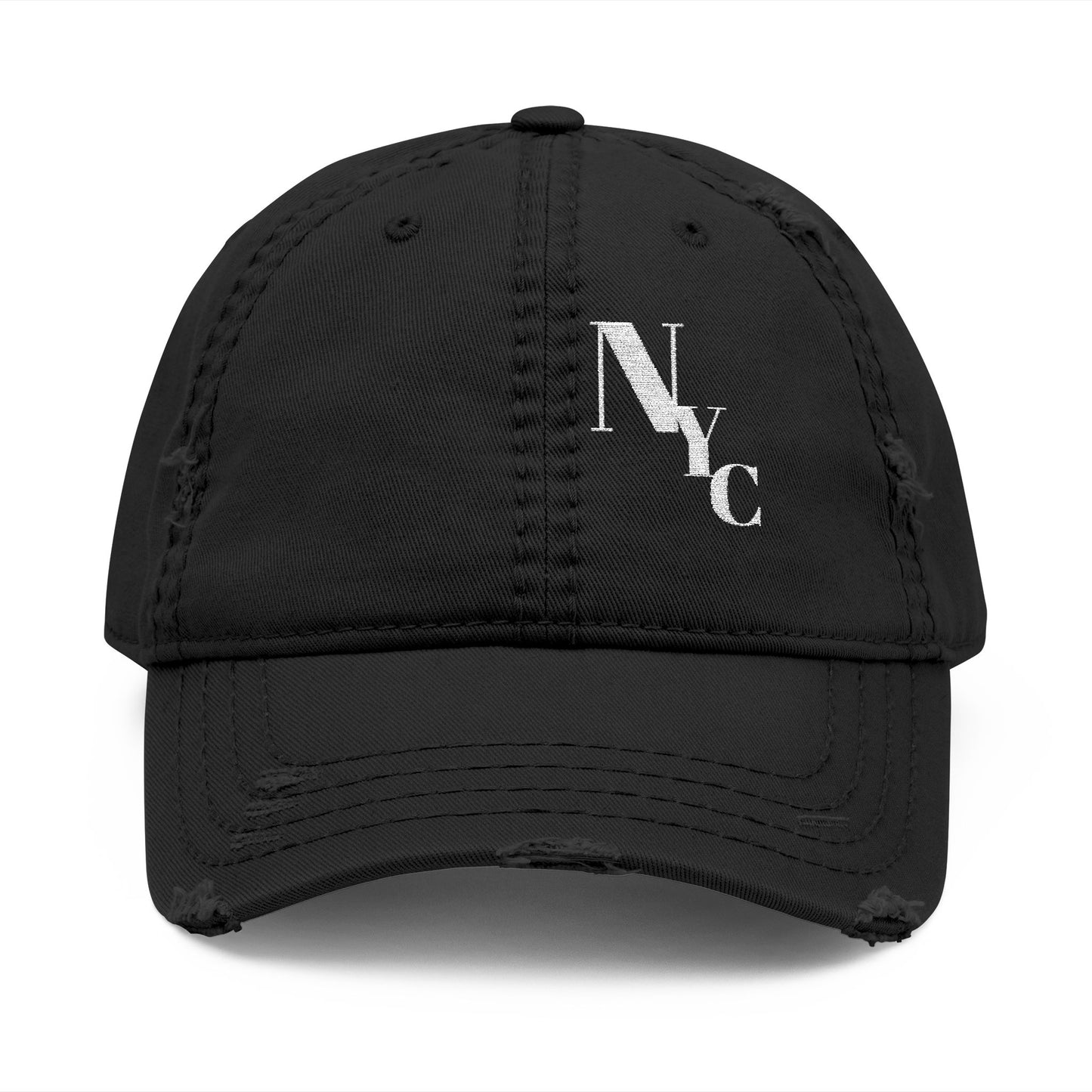 NYC Monogram Distressed Dad Hat (Embroidery) Minimalist Faith Hat with Cross/Vintage Style Cap