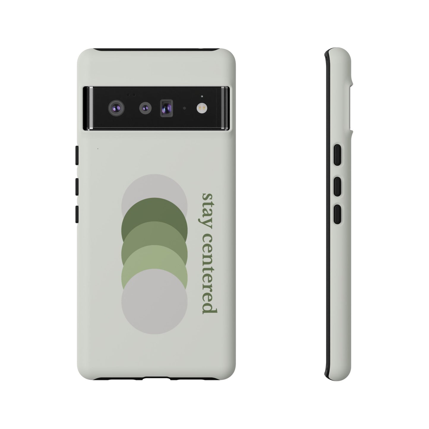 Stay Centered Minimalist Phone Case – Sage Green Wellness Aesthetic iPhone Case | Modern Neutral Protective Cover