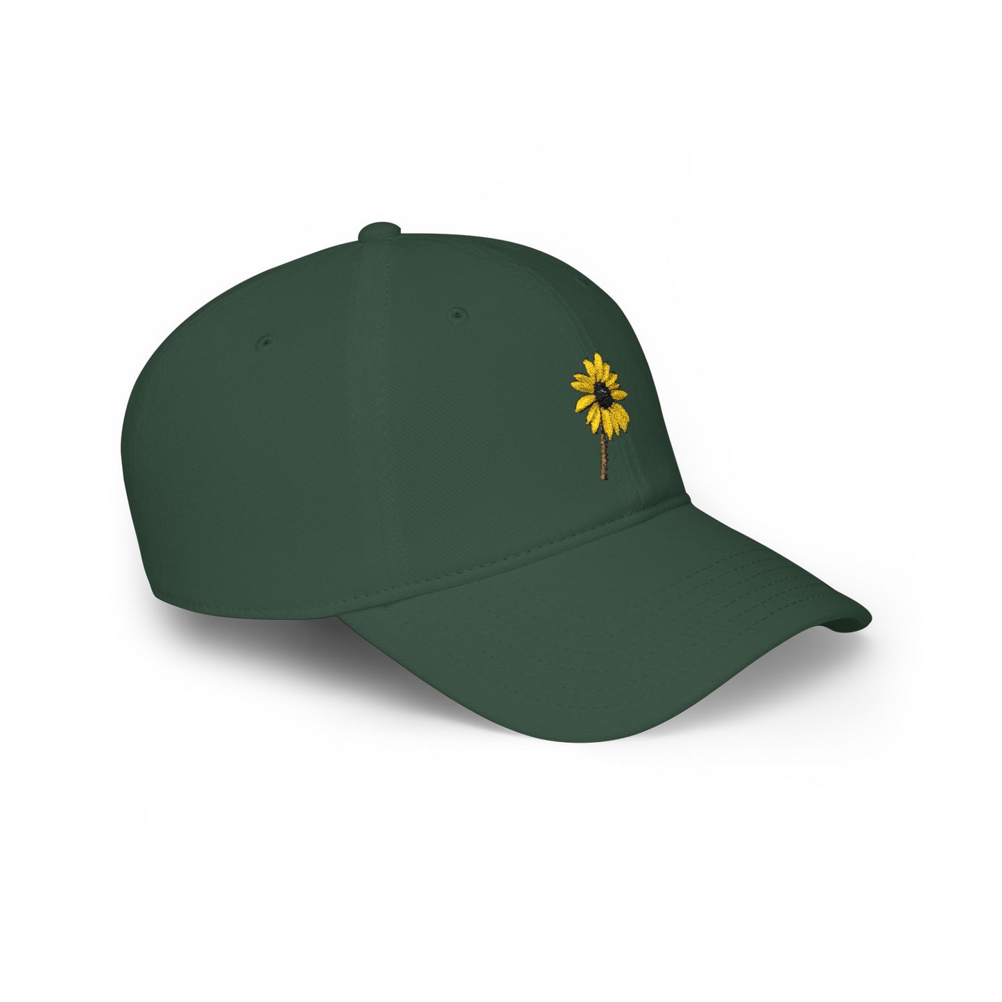 Black-Eyed Susan Mom Cap — Low Profile Baseball Hat, with Embroidered flower front and Mom text back