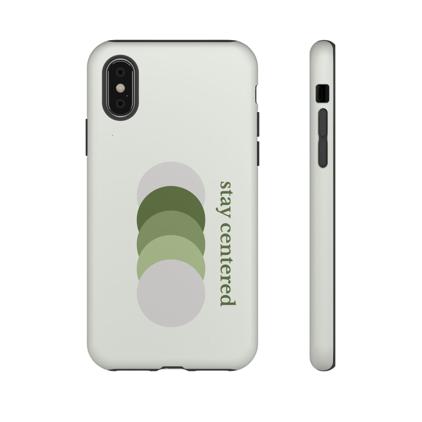 Stay Centered Minimalist Phone Case – Sage Green Wellness Aesthetic iPhone Case | Modern Neutral Protective Cover