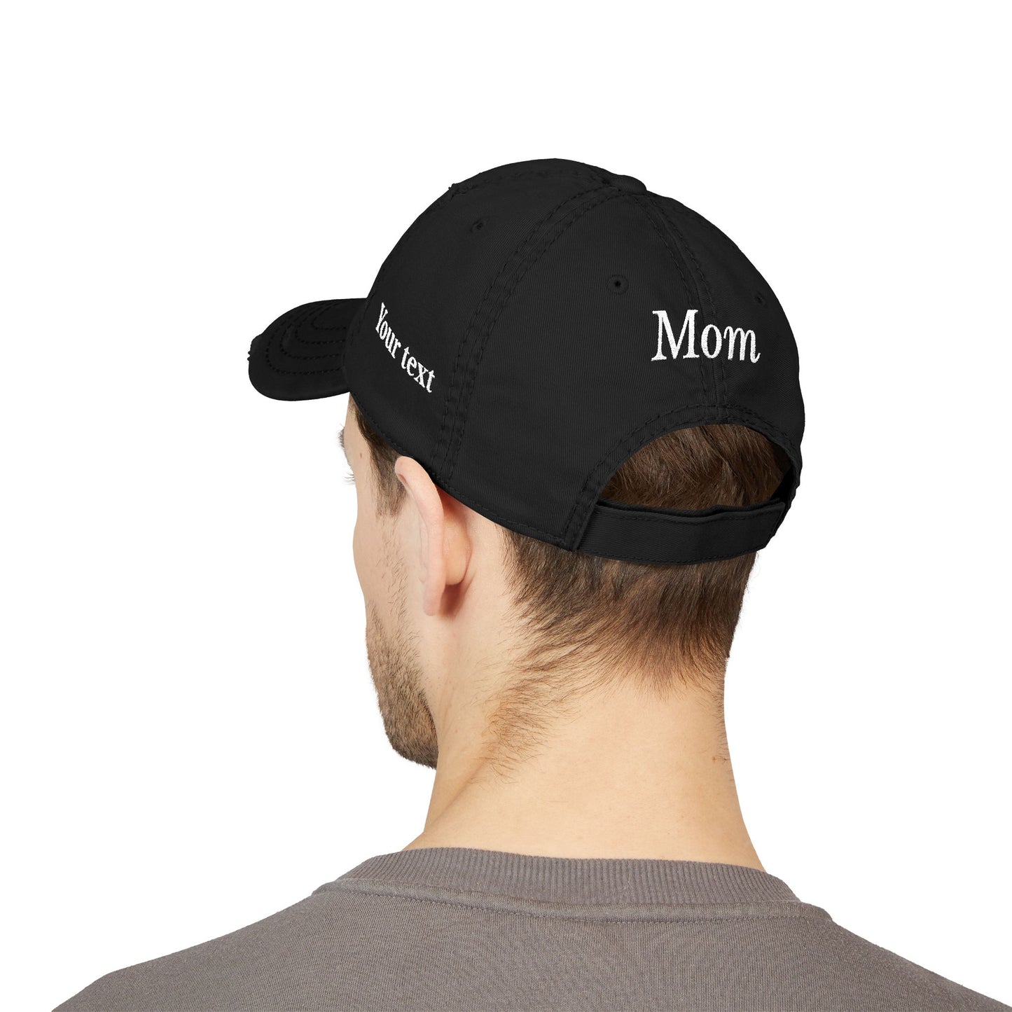 Embroidered Distressed Dad Hat — Bleeding Heart Floral with “Mom” Back