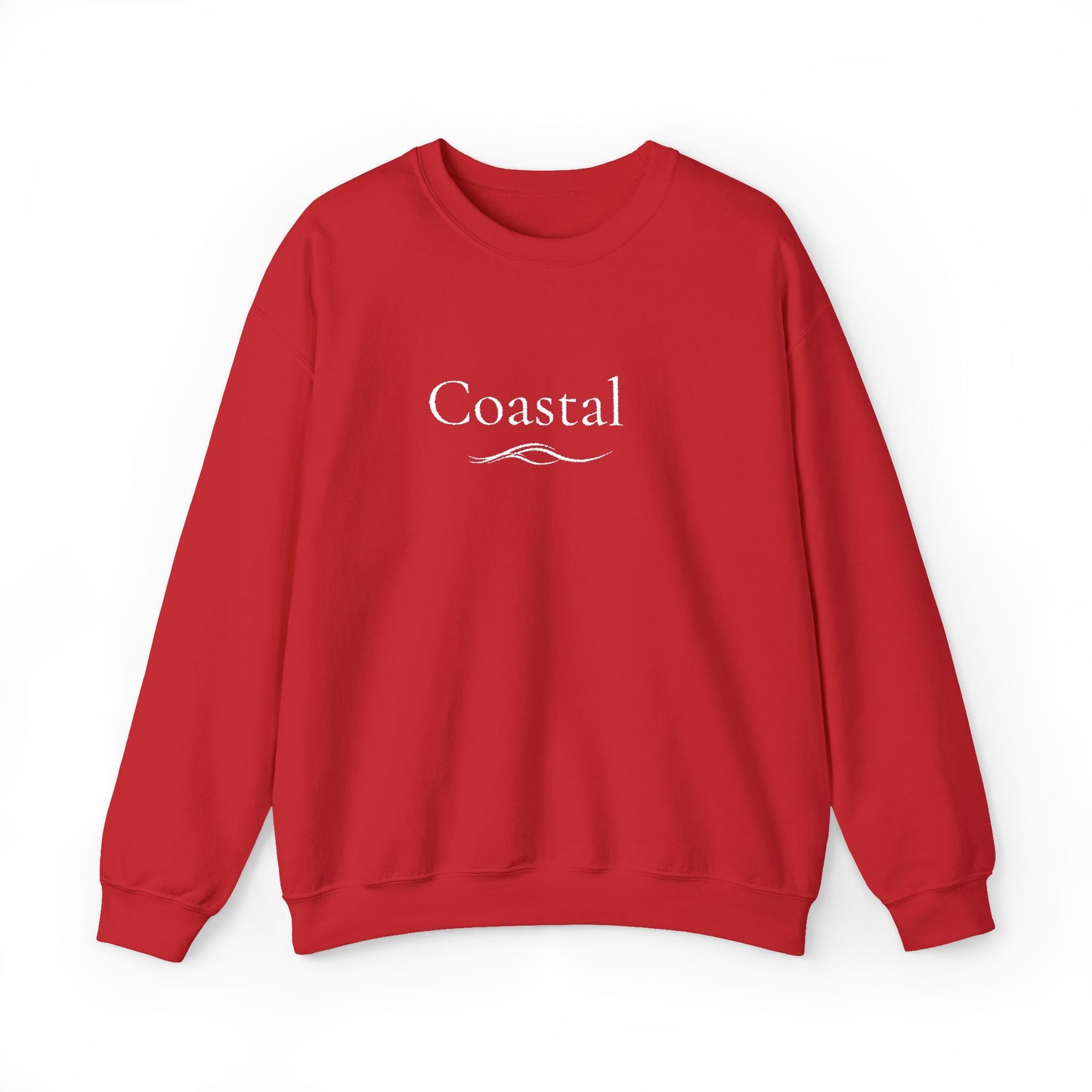 Coastal Crewneck Sweatshirt — Minimal Nautical Wave Graphic