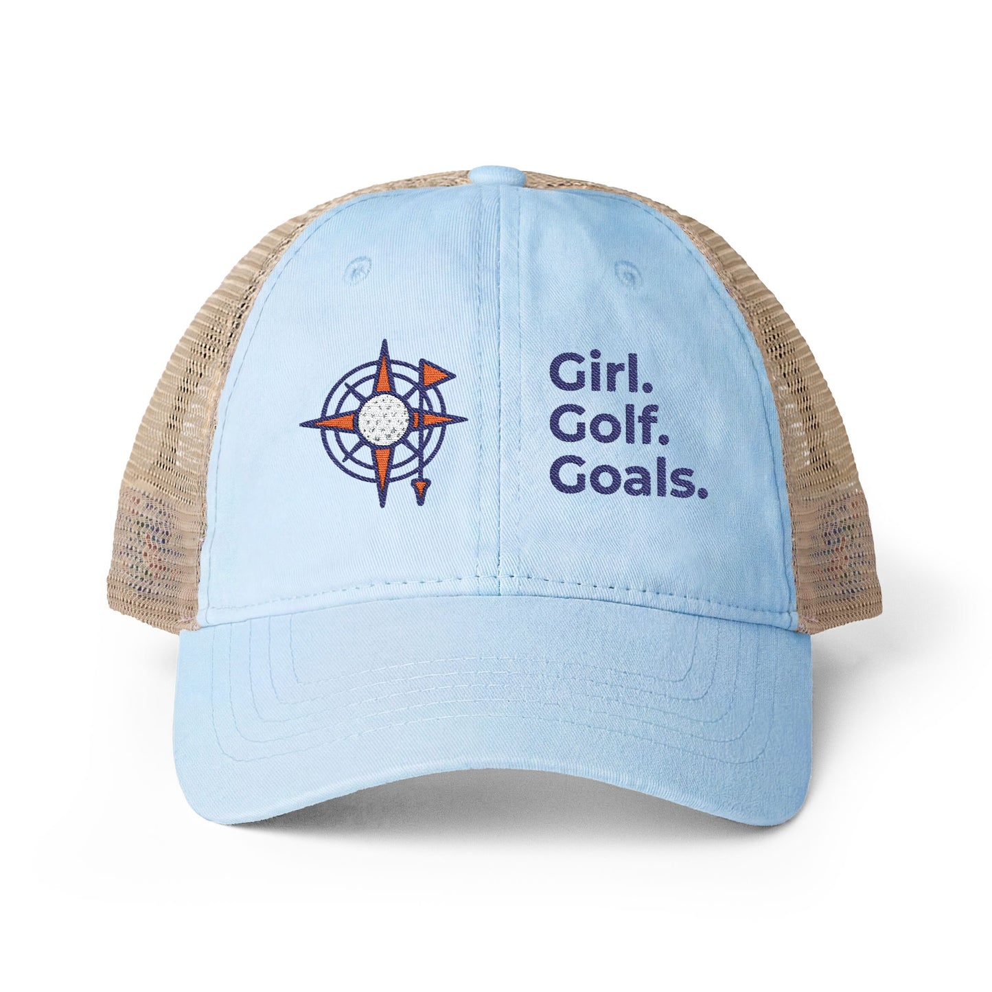 Girl. Golf. Goals. Women’s Washed Mesh-Back Cap