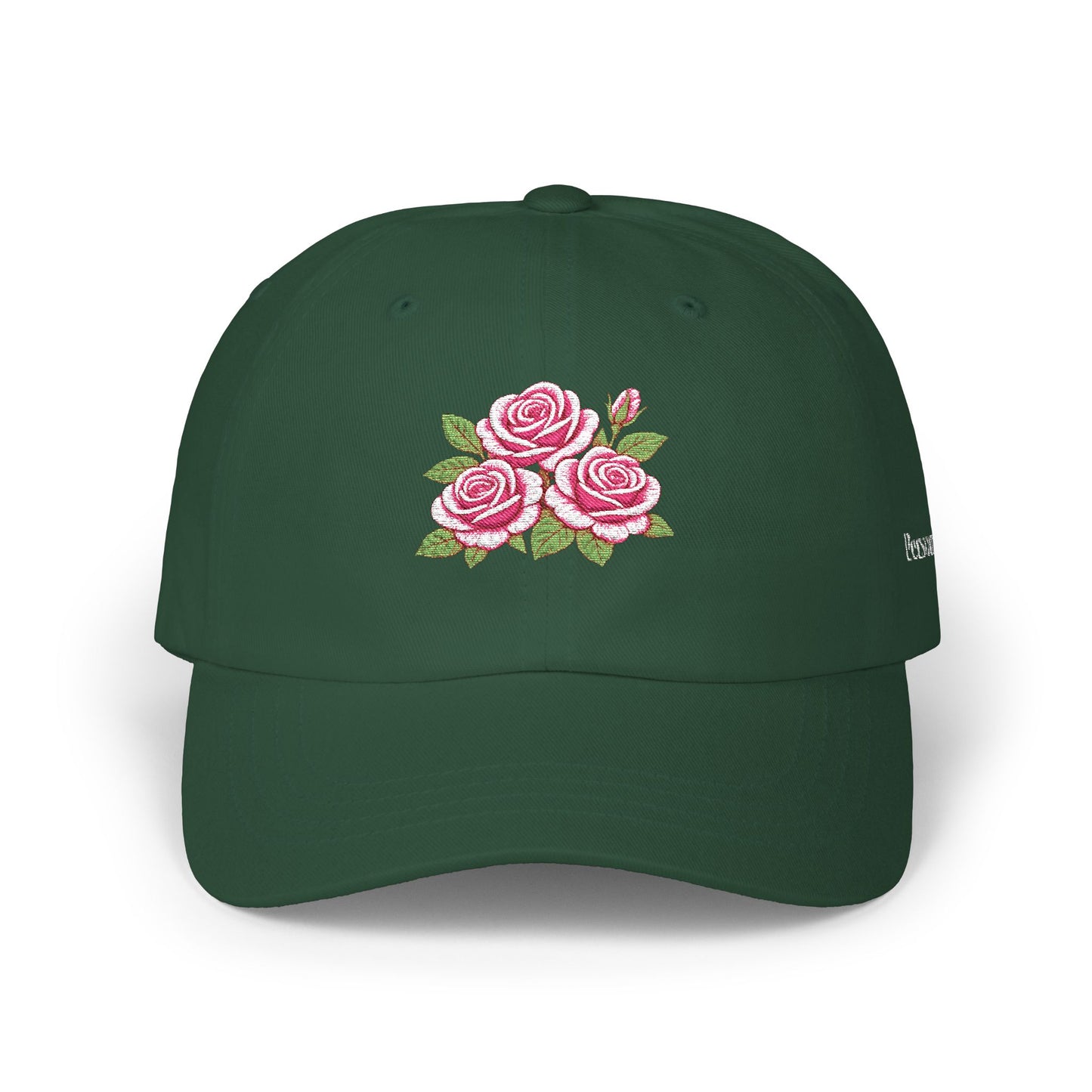 Embroidered Rose Floral Mama Dad Hat with Personalized Side Name