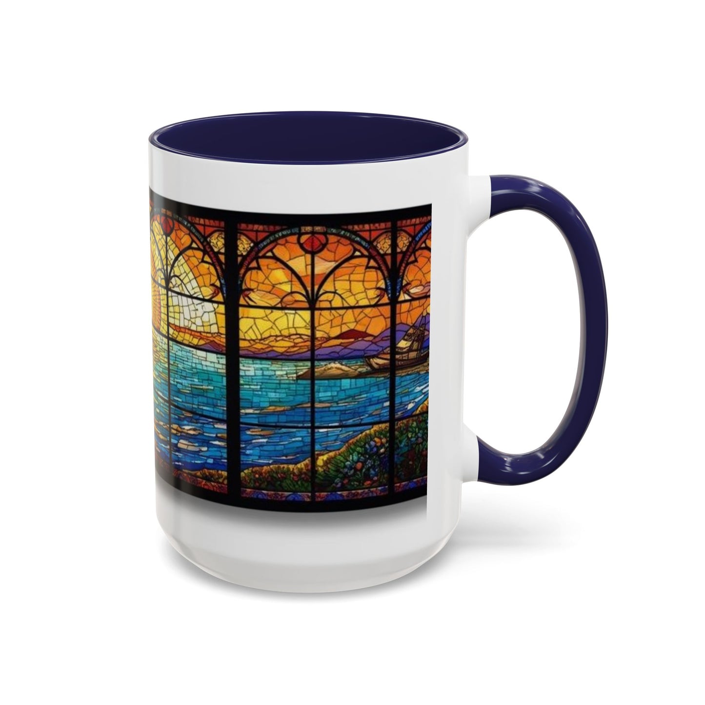 Stained Glass Ocean Sunset Mug – 15oz