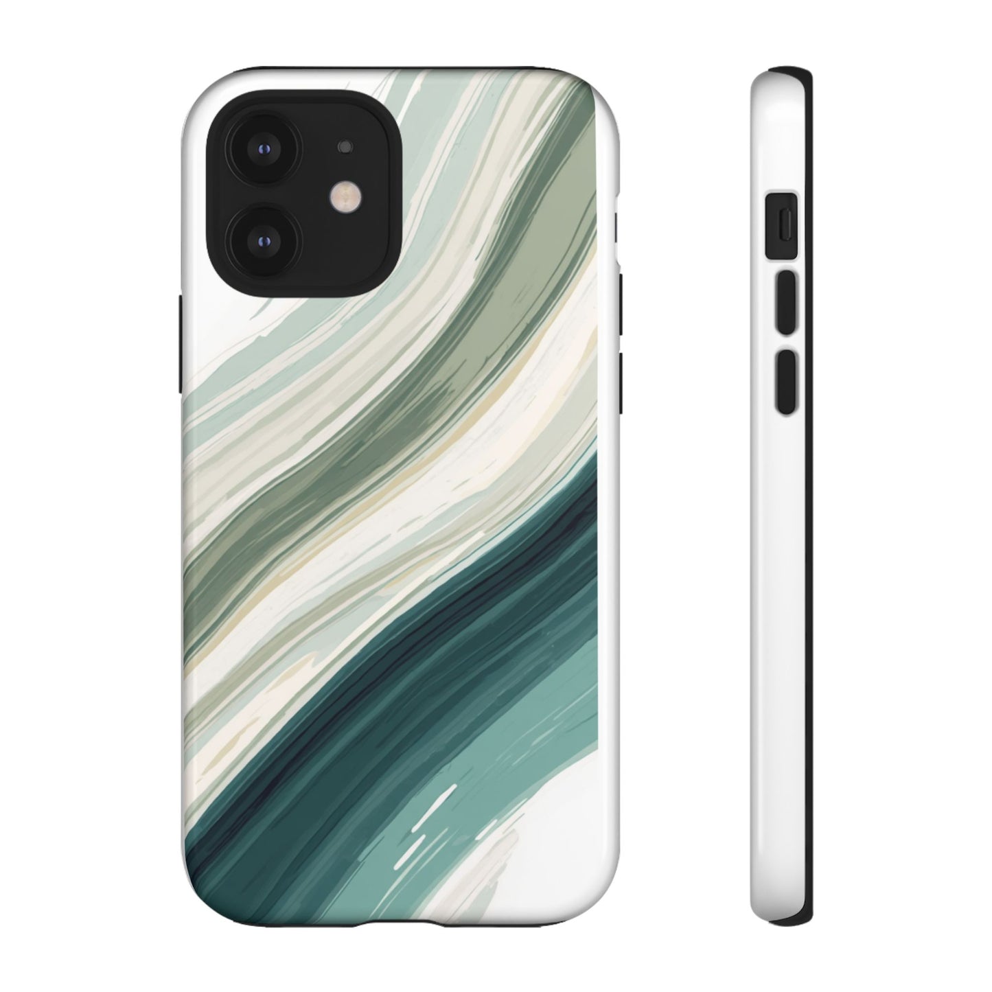 Sea Glass Drift Phone Case – Coastal Abstract Ocean Waves iPhone Case | Sage Green Minimalist Protective Cover