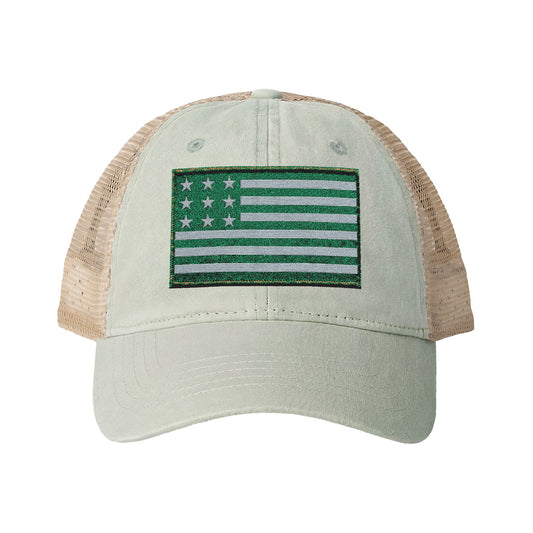 Vintage America Women’s Washed Mesh-Back Cap – Embroidered Heritage Flag Hat