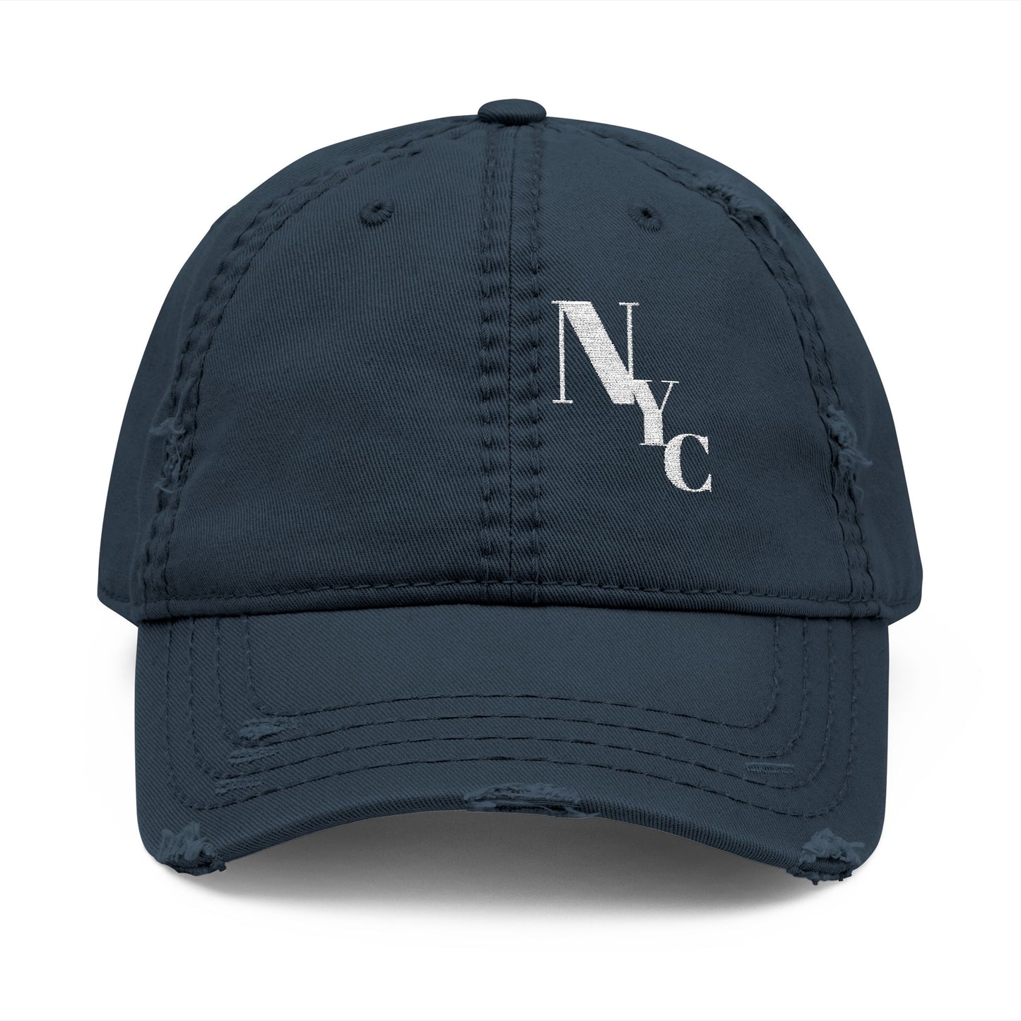 NYC Monogram Distressed Dad Hat (Embroidery) Minimalist Faith Hat with Cross/Vintage Style Cap