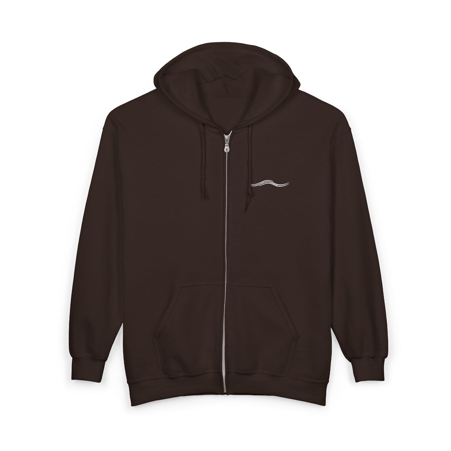 Minimal Wave Zip Hoodie — Subtle Coastal Graphic Full-Zip Sweatshirt