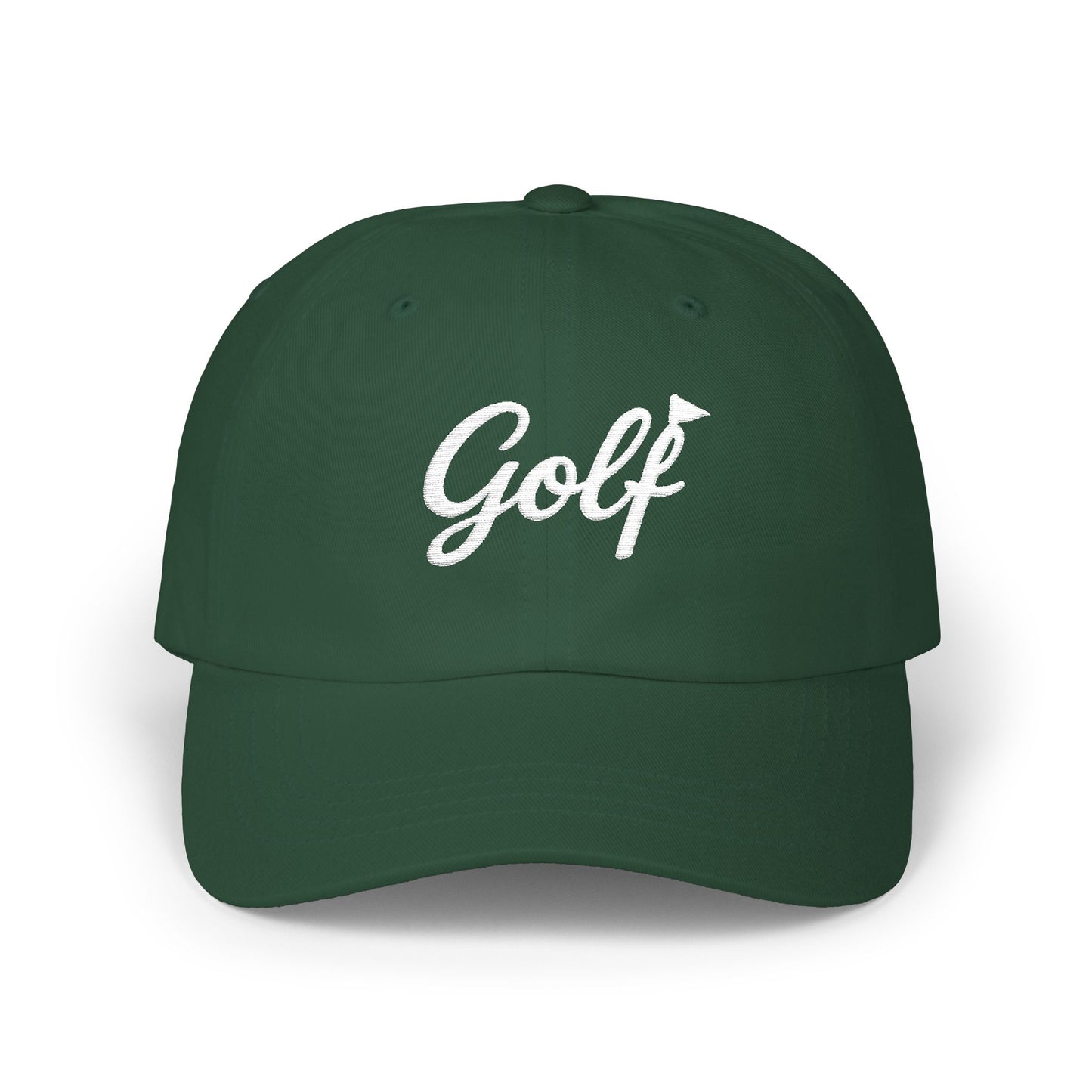 Classic Embroidered Golf Dad Cap | Minimal Script Golf Hat with Back Accent
