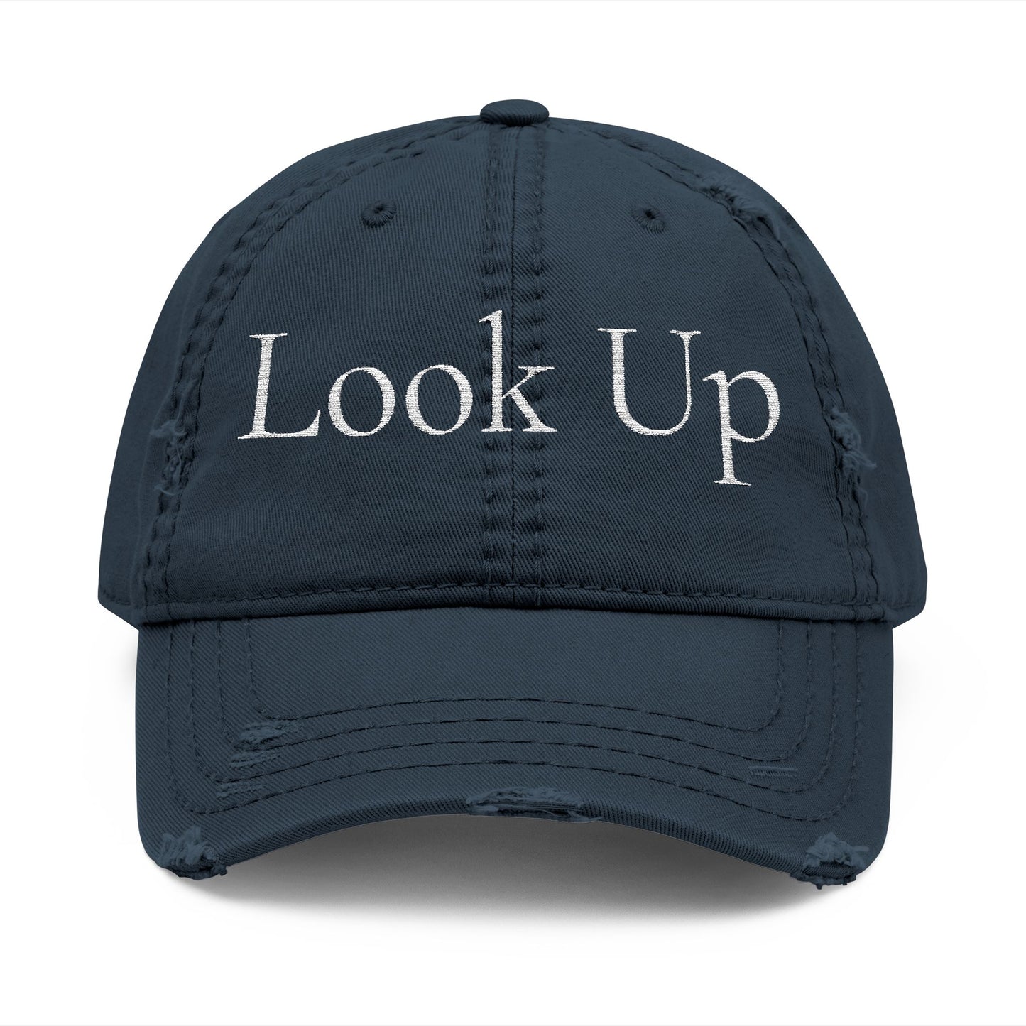 Look Up Cross distressed Dad Hat Embroidered Faith Cap