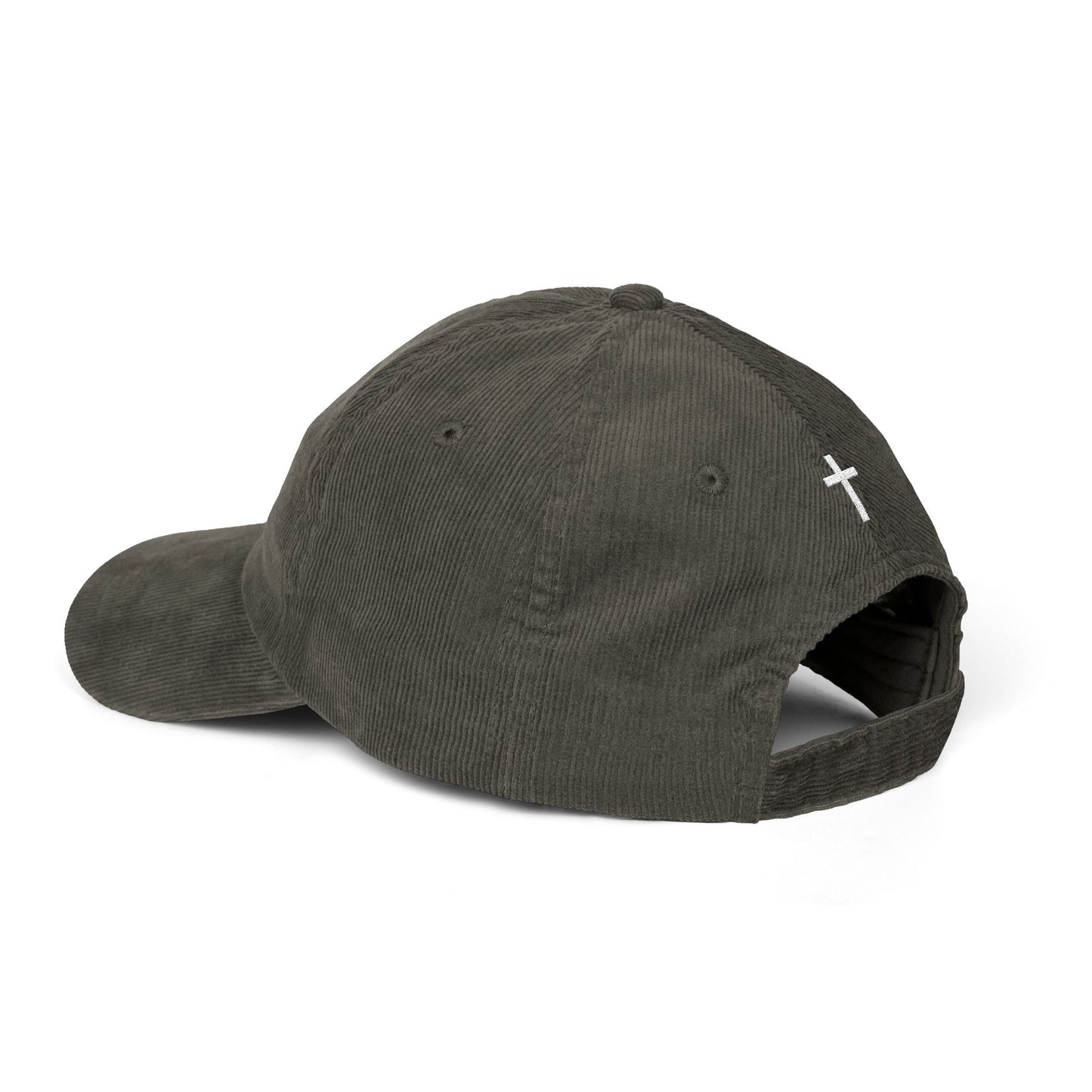 Look Up Embroidered Corduroy Cap-Faith Inspired Hat with Cross on back