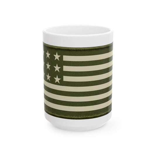Vintage America Flag Mug – Minimal Americana Coffee Cup – Heritage Style 15oz Ceramic Mug