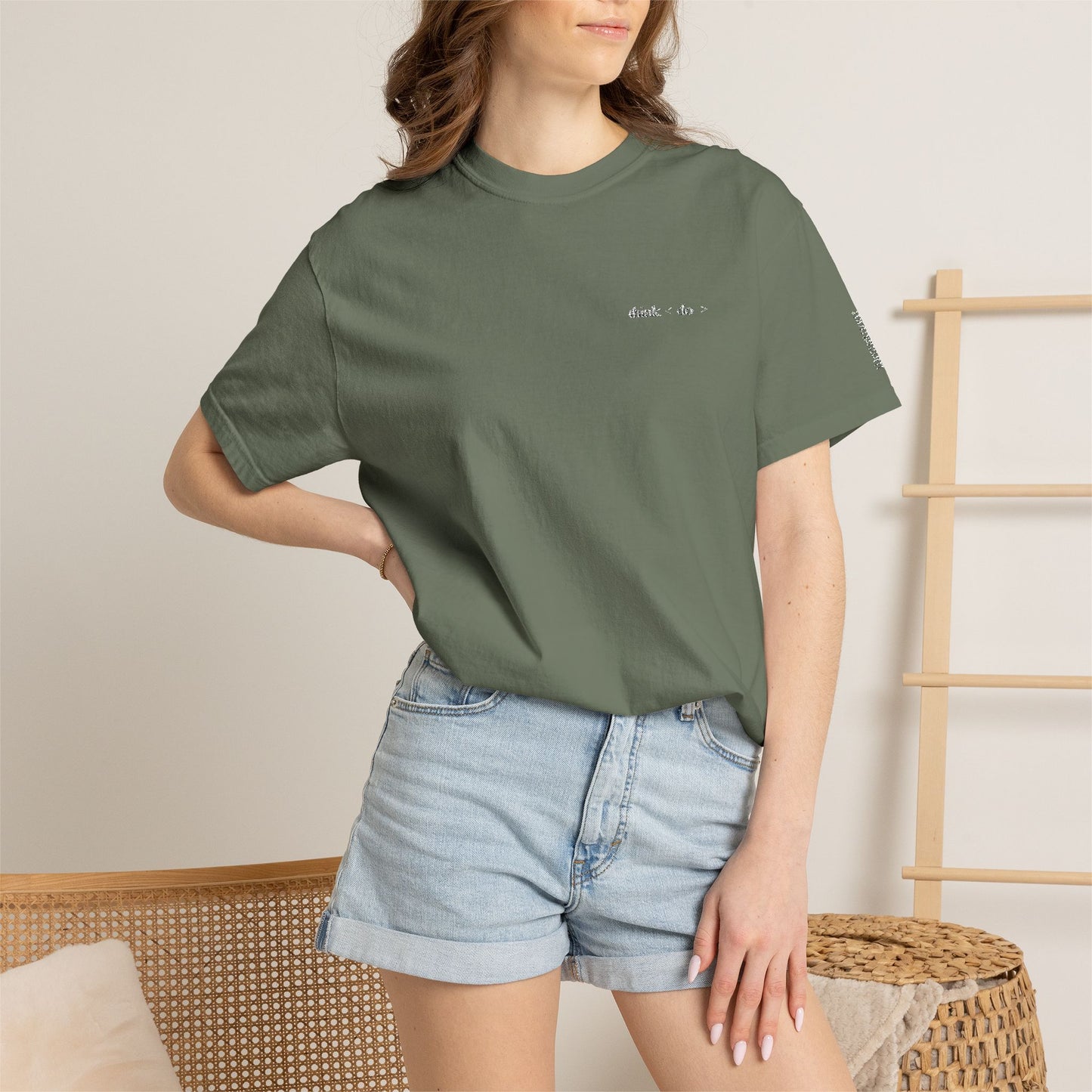 Think < Do > Embroidered Unisex T-Shirt | Minimalist Everyday Tee | Ivory Thread