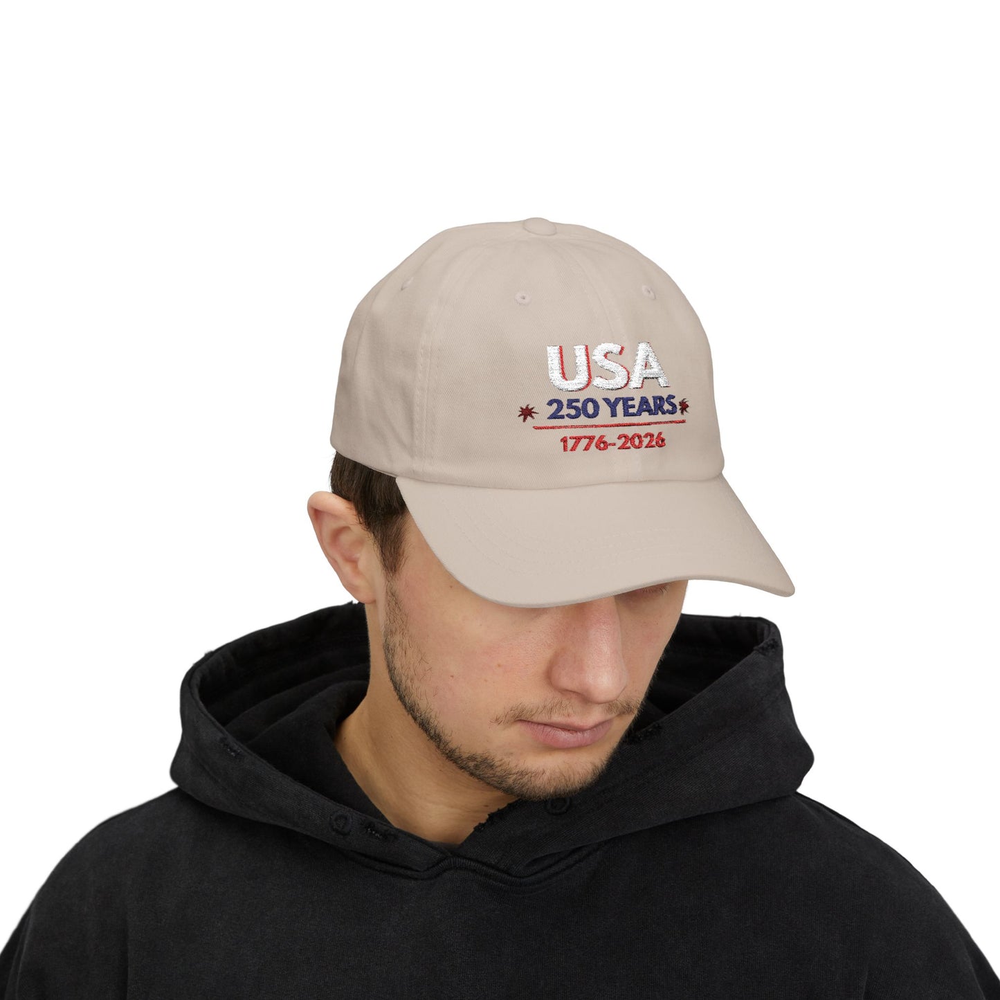 USA 250 Years Embroidered Classic Dad Cap | 1776–2026 Patriotic Anniversary Hat