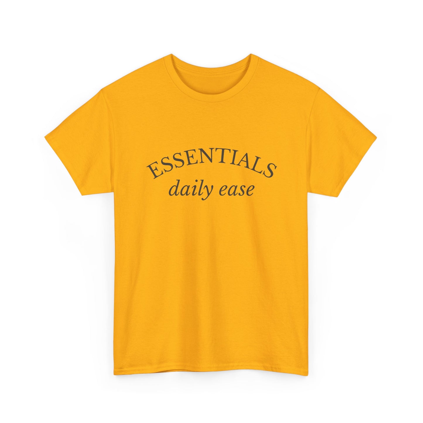 Essentials Embroidered Unisex Heavy Cotton Tee | Daily Ease Curved Text T-Shirt | Minimalist Everyday Shirt