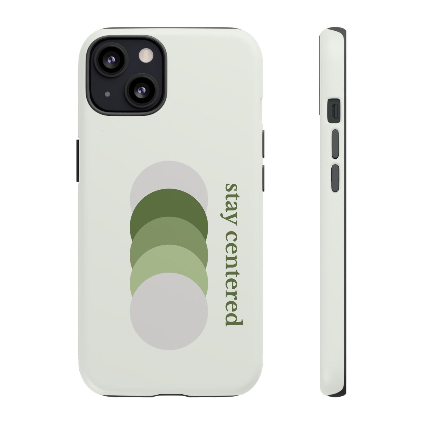 Stay Centered Minimalist Phone Case – Sage Green Wellness Aesthetic iPhone Case | Modern Neutral Protective Cover