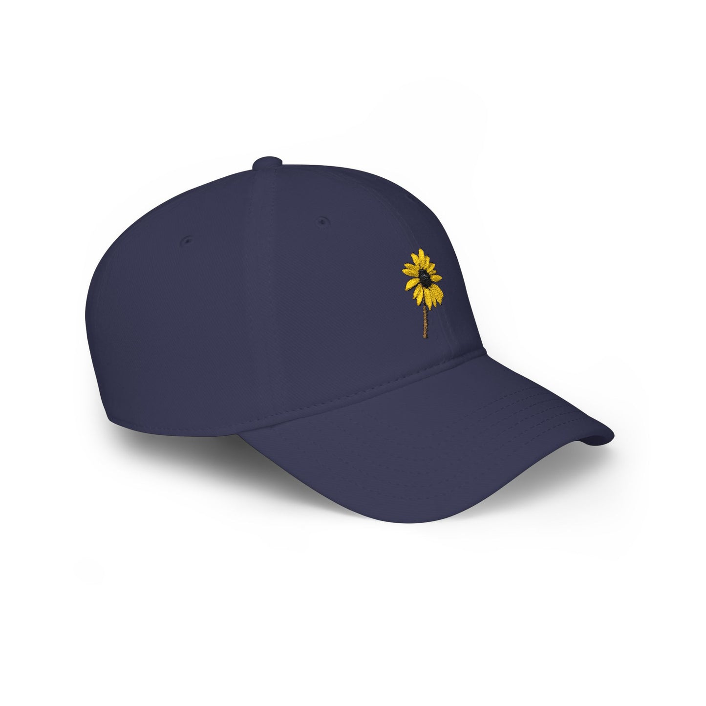 Black-Eyed Susan Mom Cap — Low Profile Baseball Hat, with Embroidered flower front and Mom text back