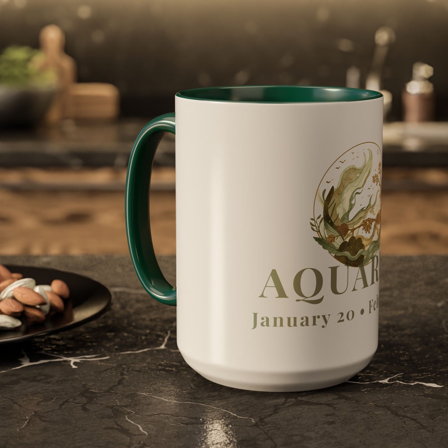 Aquarius Zodiac Mug - January 20 - February 18 Astrology Coffee Cup - Water Flow Zodiac Sign Mug - 15 oz.