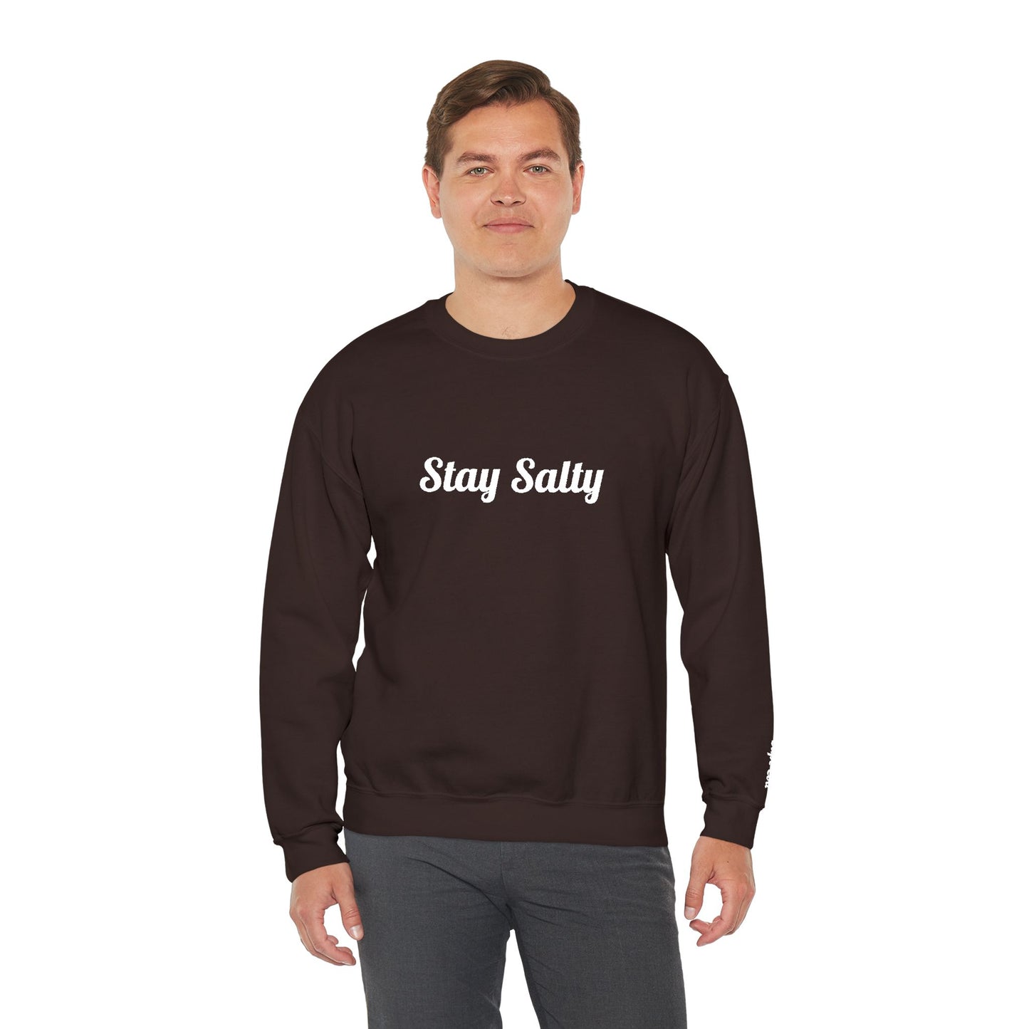Personalize Embroidered crewneck Sweatshirt — Use your own words on front and left sleeve
