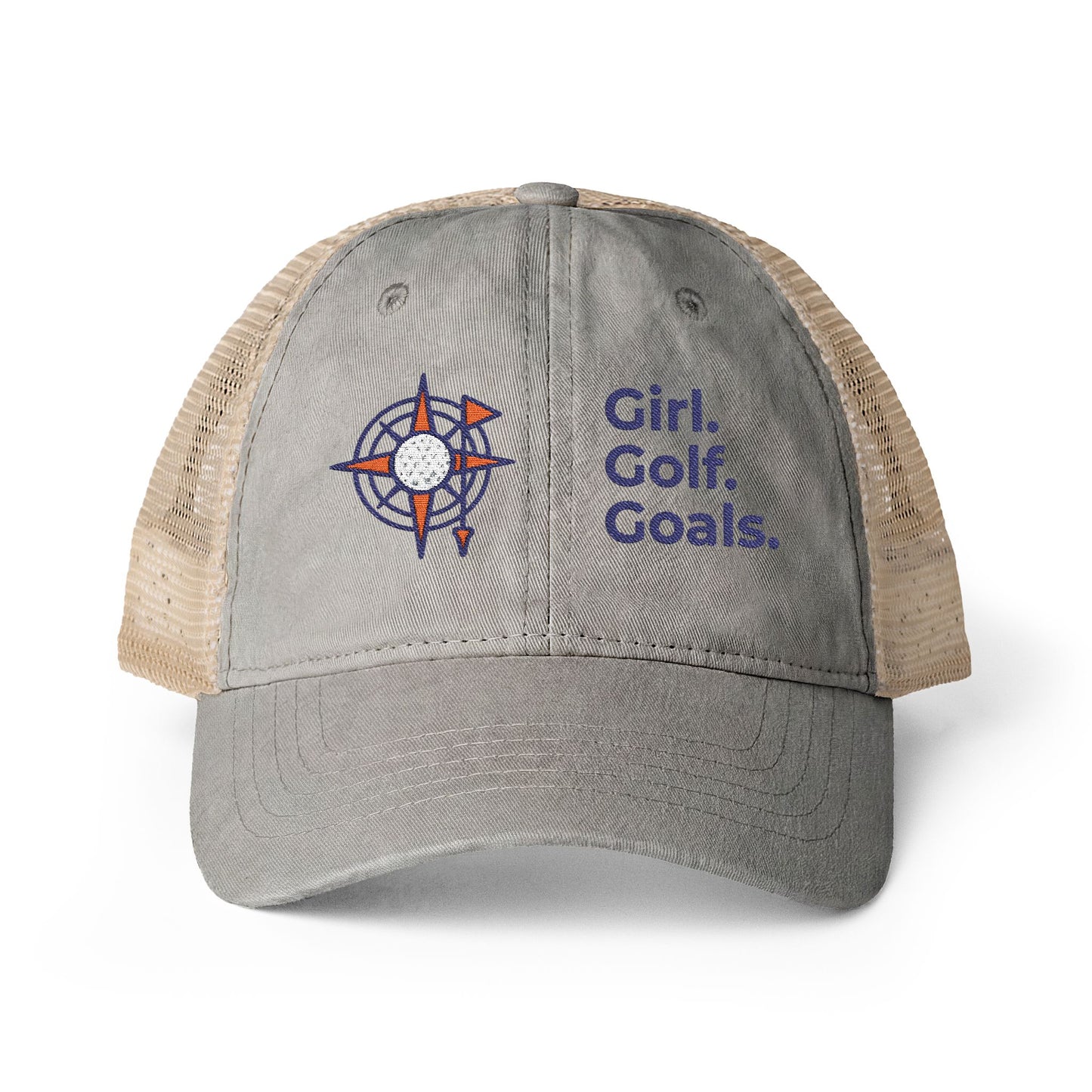 Girl. Golf. Goals. Women’s Washed Mesh-Back Cap