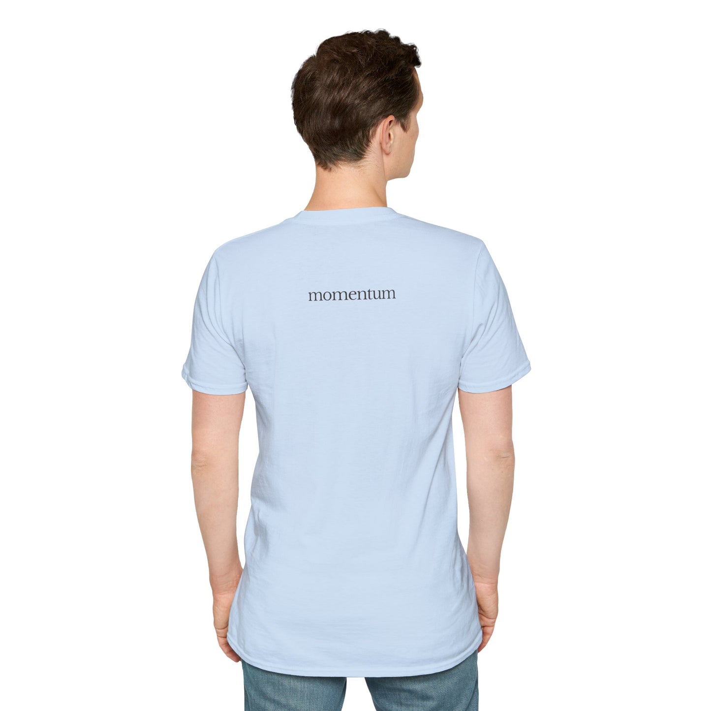 think < do > Unisex Softstyle T-Shirt | Minimalist Inspirational Tee with Momentum Back Detail