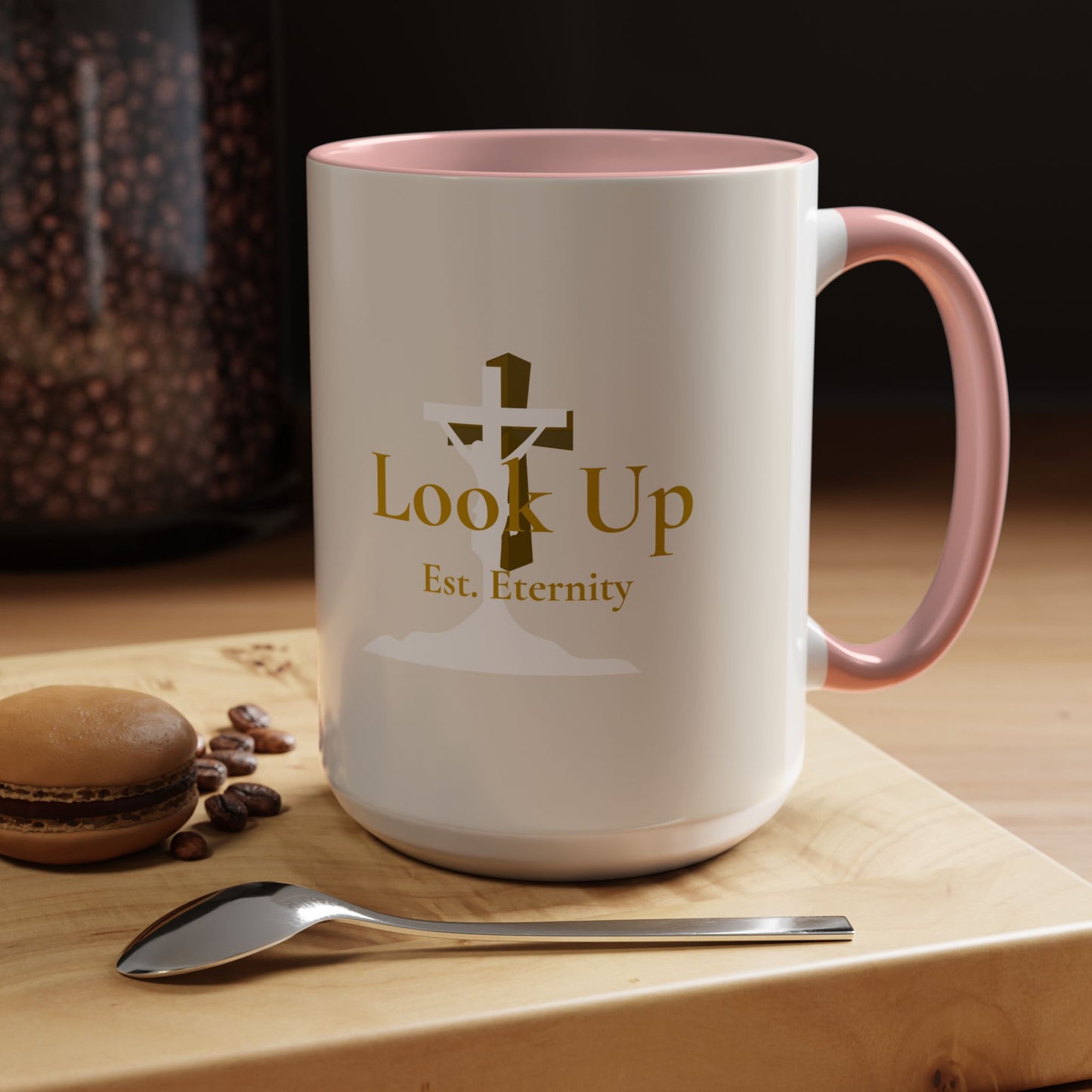 Look Up Est. Eternity Accent Coffee Mug with Cross – 11 oz & 15 oz