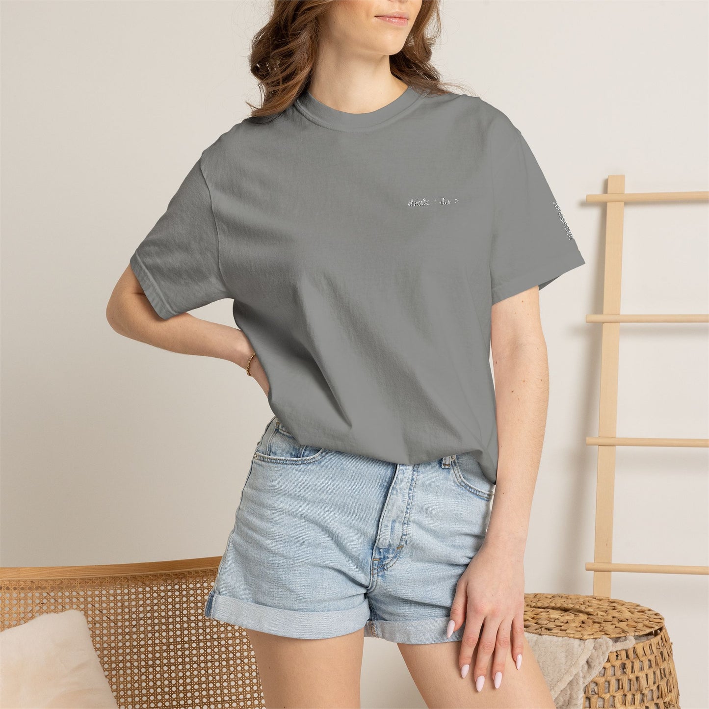 Think < Do > Embroidered Unisex T-Shirt | Minimalist Everyday Tee | Ivory Thread