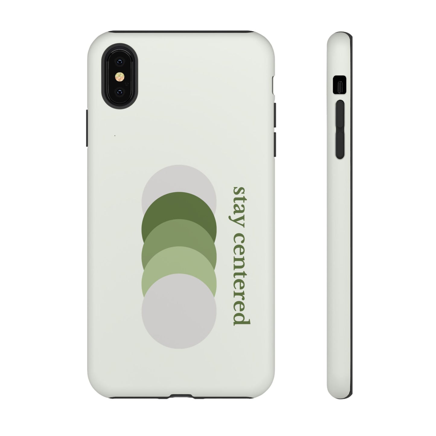 Stay Centered Minimalist Phone Case – Sage Green Wellness Aesthetic iPhone Case | Modern Neutral Protective Cover