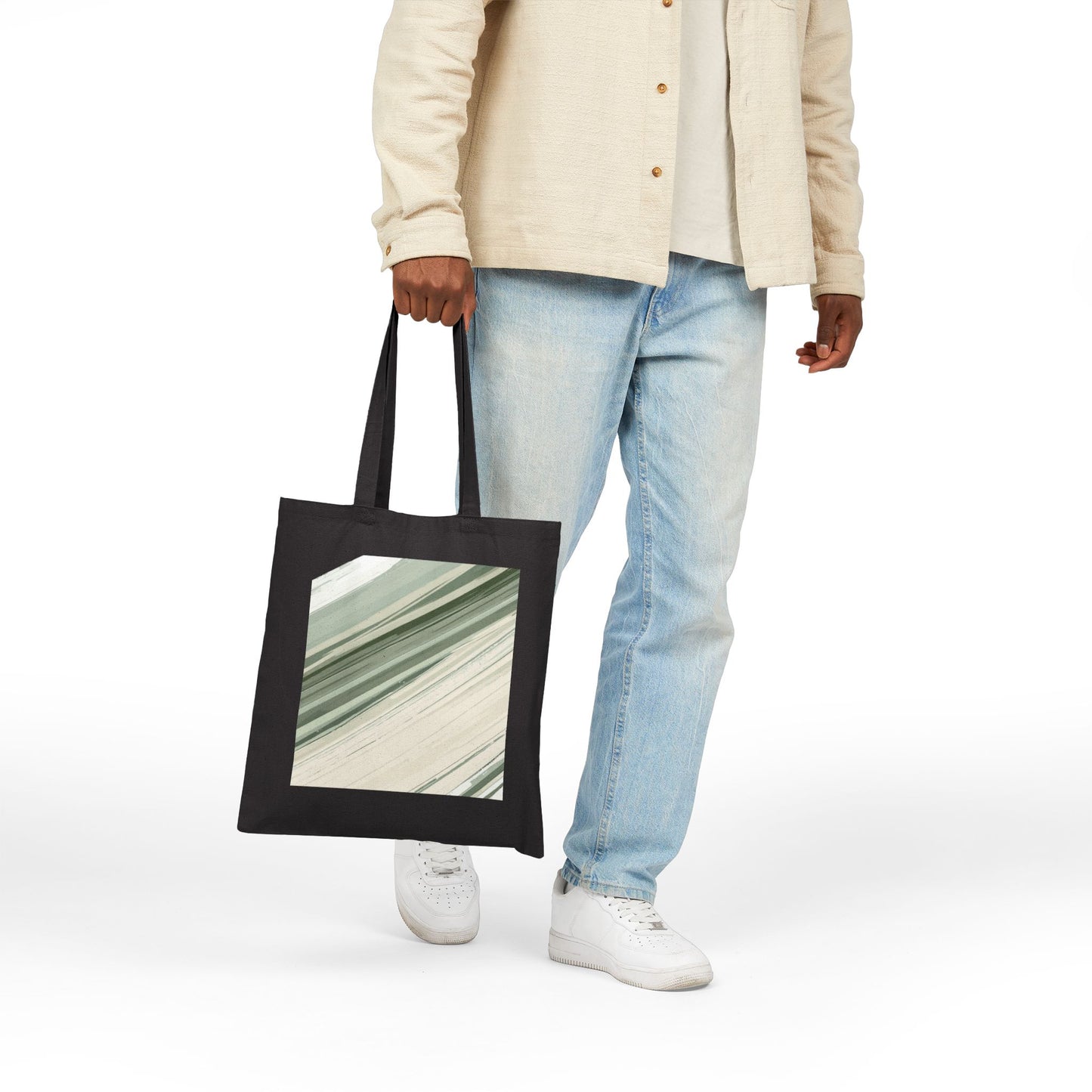 Sea Glass Drift Coastal Tote Bag – Abstract Sage Green Canvas Carryall | Minimalist Ocean Wave Everyday Tote