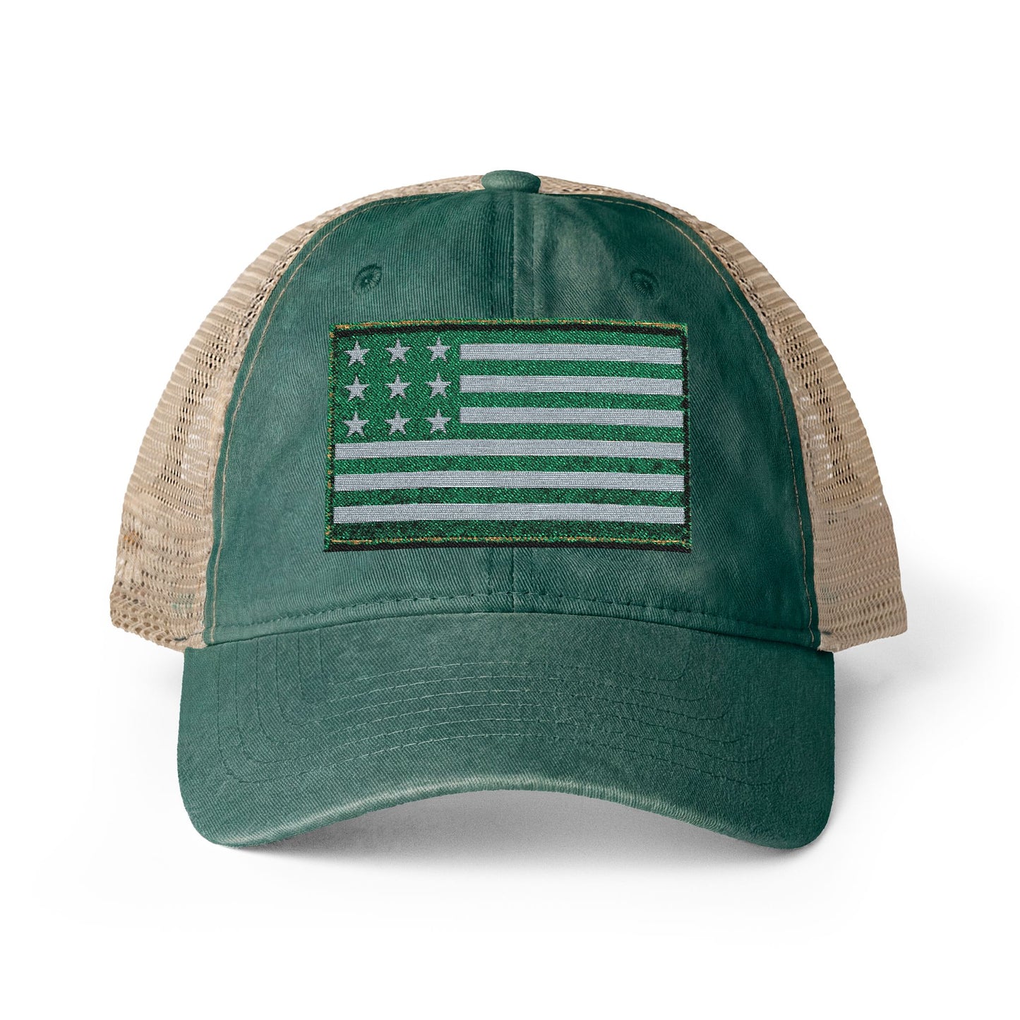 Vintage America Women’s Washed Mesh-Back Cap – Embroidered Heritage Flag Hat