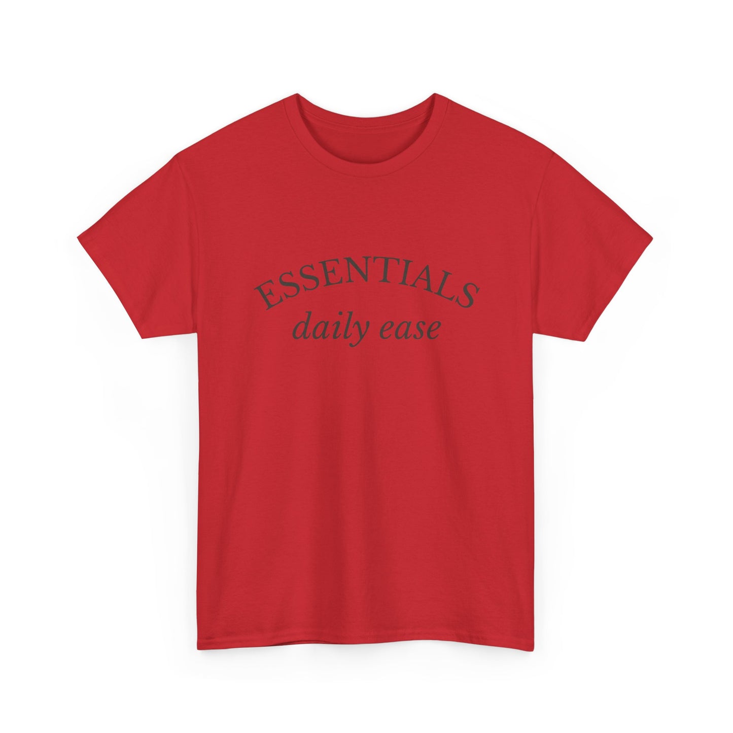 Essentials Embroidered Unisex Heavy Cotton Tee | Daily Ease Curved Text T-Shirt | Minimalist Everyday Shirt