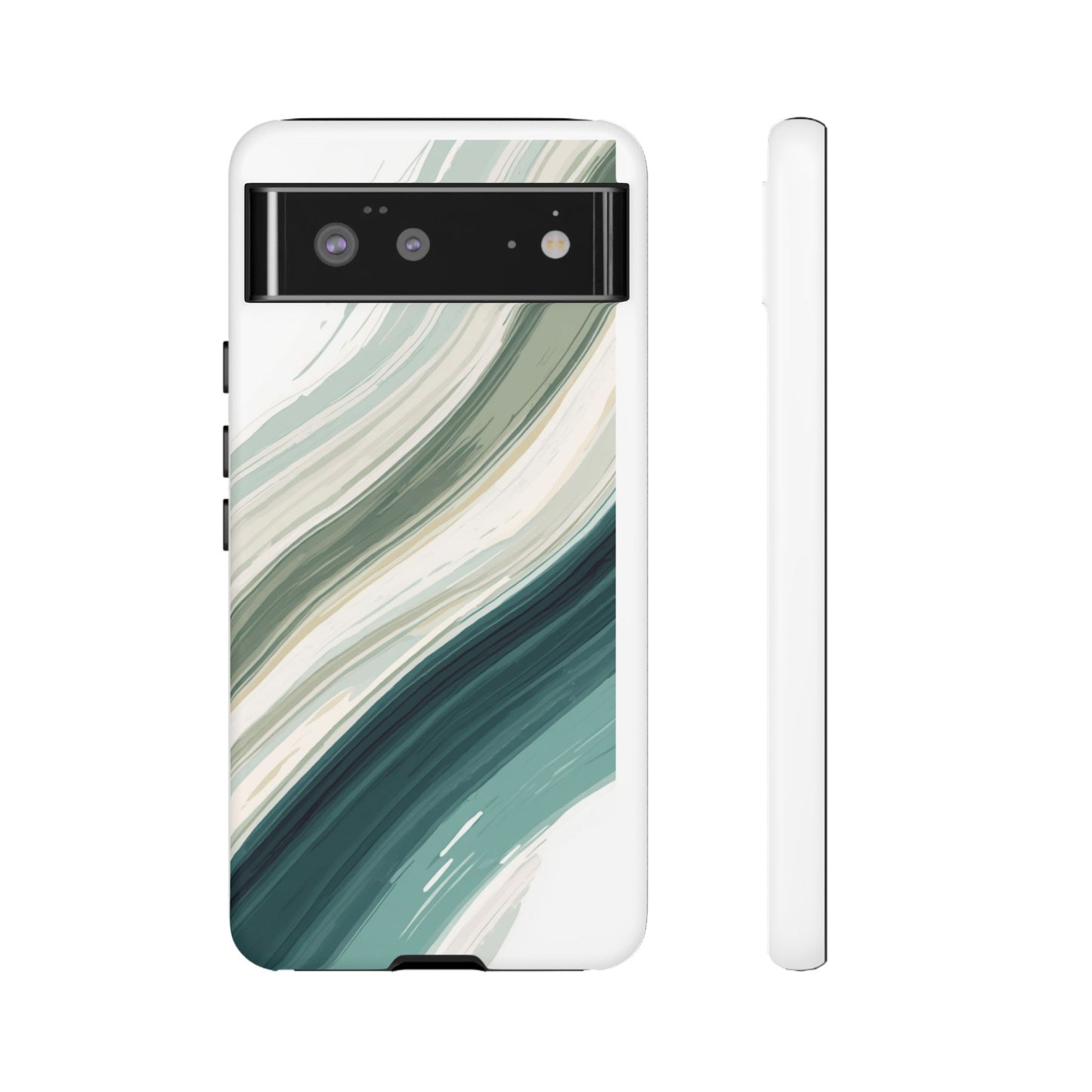 Sea Glass Drift Phone Case – Coastal Abstract Ocean Waves iPhone Case | Sage Green Minimalist Protective Cover