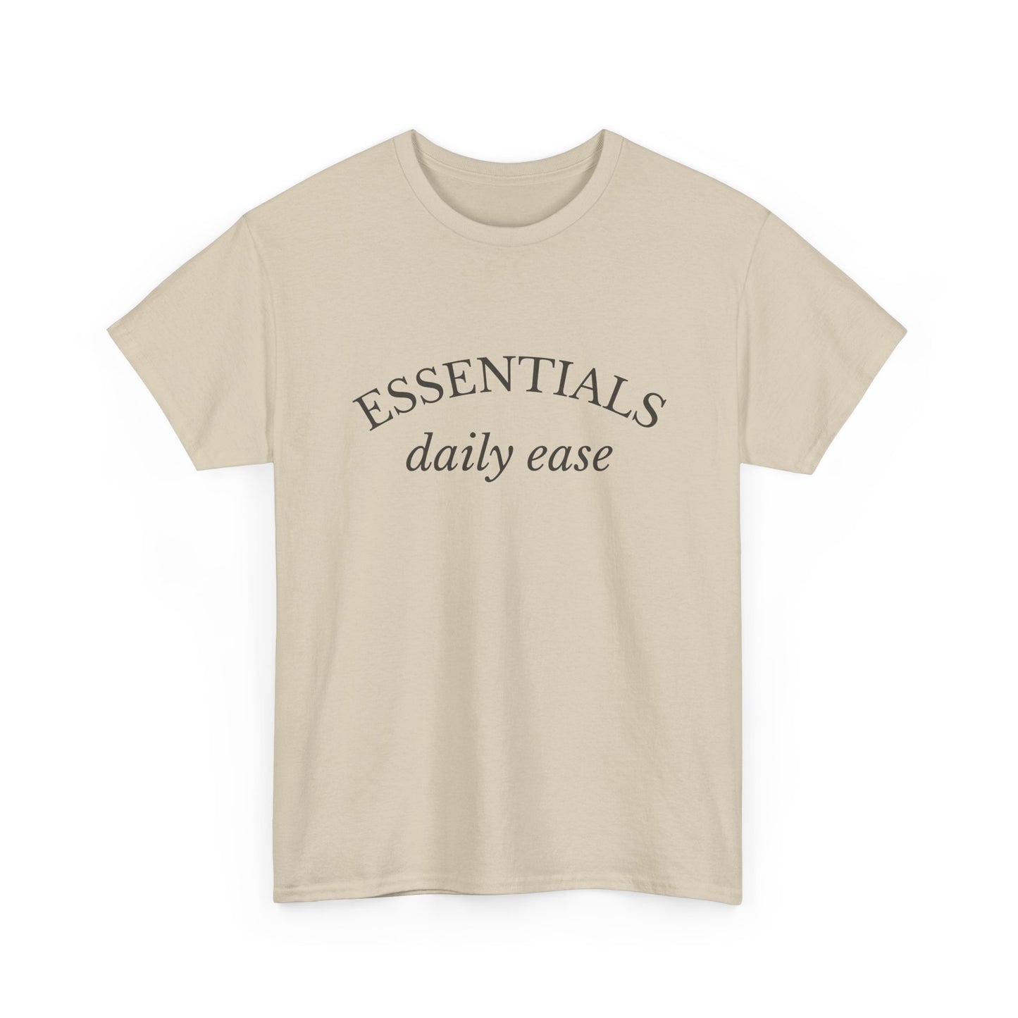 Essentials Embroidered Unisex Heavy Cotton Tee | Daily Ease Curved Text T-Shirt | Minimalist Everyday Shirt